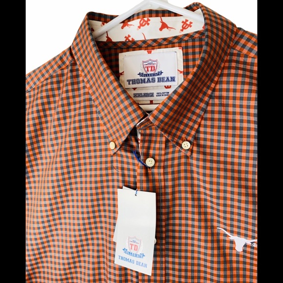 Thomas Dean Men’s 2X Long Sleeve UT Shirt Orange - Picture 3 of 12